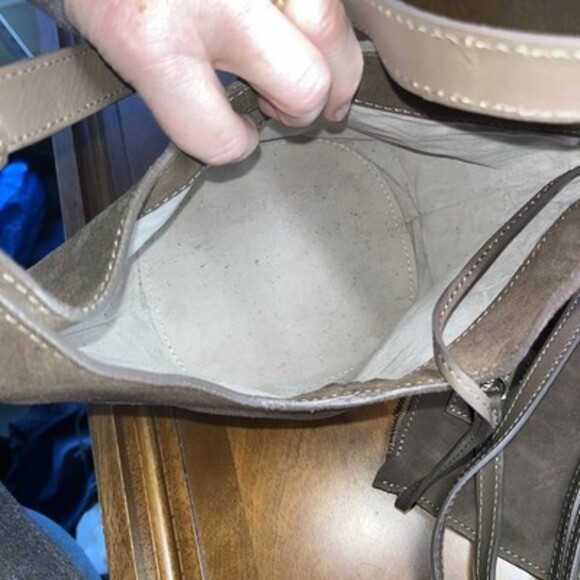 cuir veritable Suede Brown Hobo Shoulder Bag With Removable Long Leather Strap - Picture 7 of 12